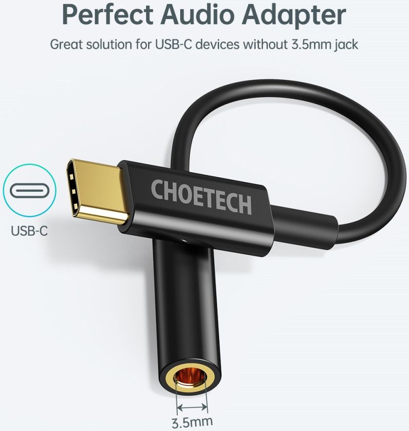 Choetech USB-C naar 3.5mm Jack Audio Adapter met DAC Chip afbeelding 3
