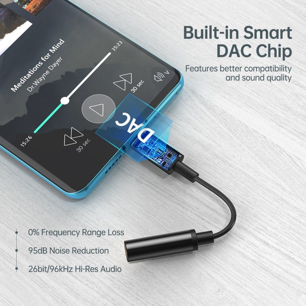 Choetech USB-C naar 3.5mm Jack Audio Adapter met DAC Chip afbeelding 4