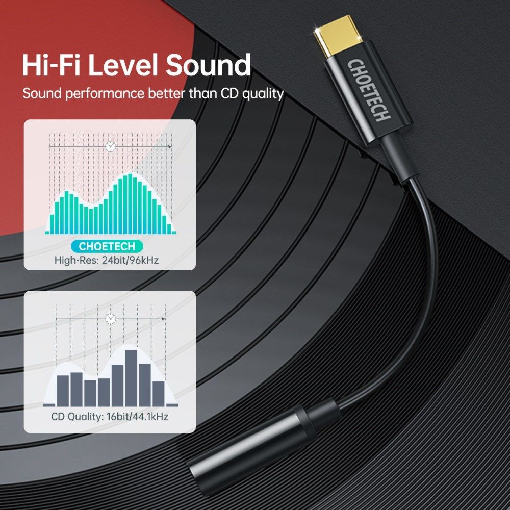 Choetech USB-C naar 3.5mm Jack Audio Adapter met DAC Chip afbeelding 5