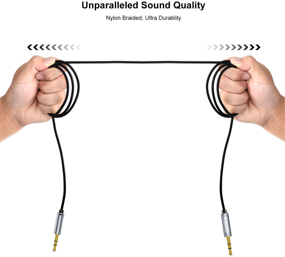 Choetech 3.5mm Jack naar 3.5mm Jack Aux Kabel Nylon 1.2 Meter Zwart afbeelding 3