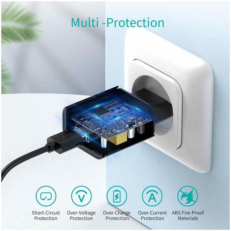 Choetech 18W Oplader Quick Charge 3.0 Snellader Zwart afbeelding 4