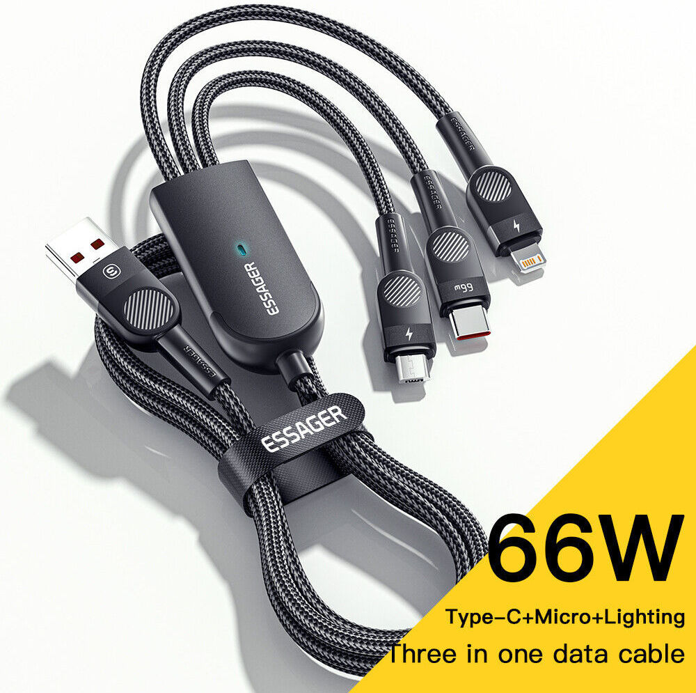 Essager 3 In 1 66w Usb Naar Lightningusb Cmicro Usb Kabel 12m Zwart Gsmpuntnl 3249