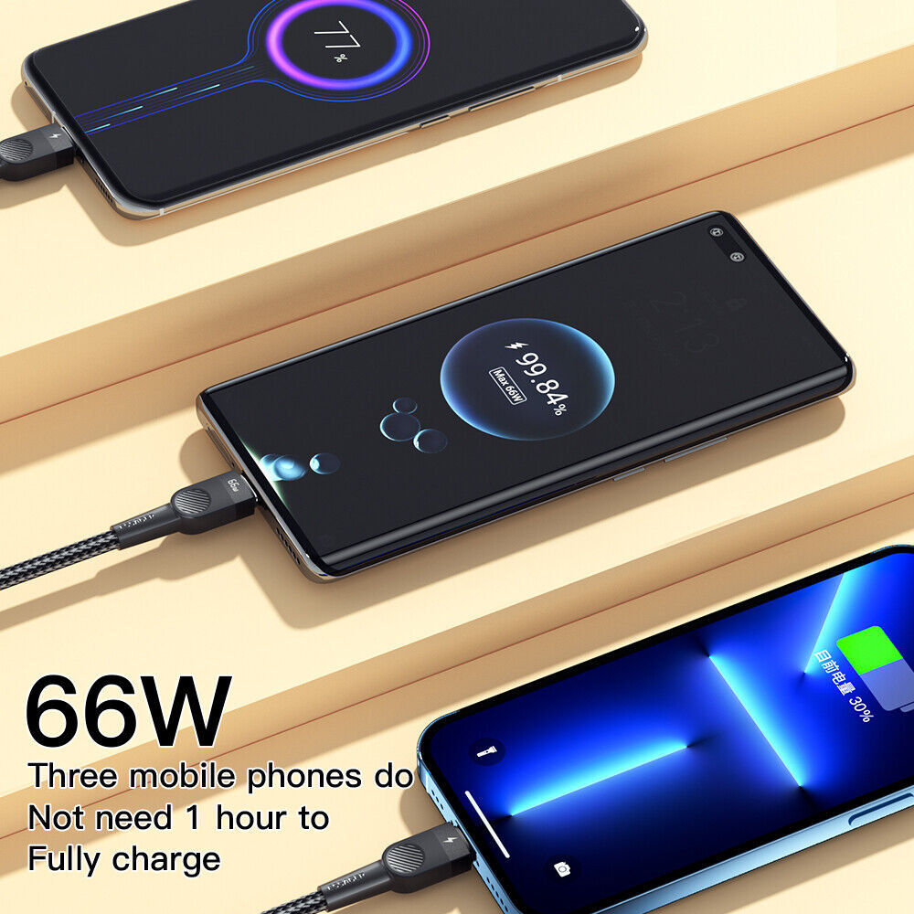 Essager 3-in-1 66W USB naar Lightning/USB-C/Micro USB Kabel 1.2M Zwart afbeelding 2
