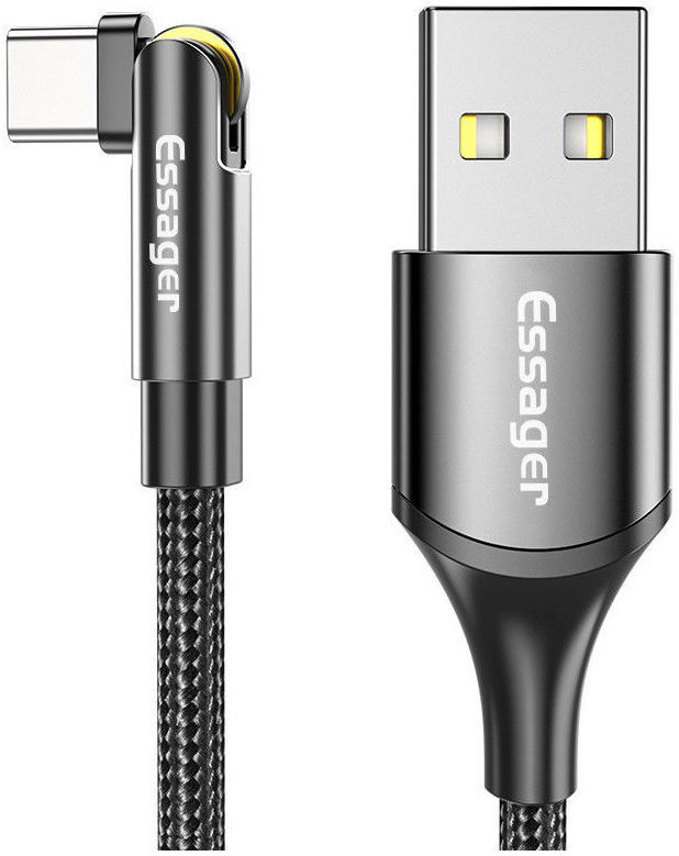 Essager 3A 180° Draaibare USB naar USB-C Kabel Fast Charge 2M Zwart afbeelding 1