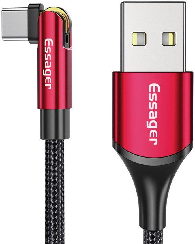 Essager 3A 180° Draaibare USB naar USB-C Kabel Fast Charge 2M Rood afbeelding 1