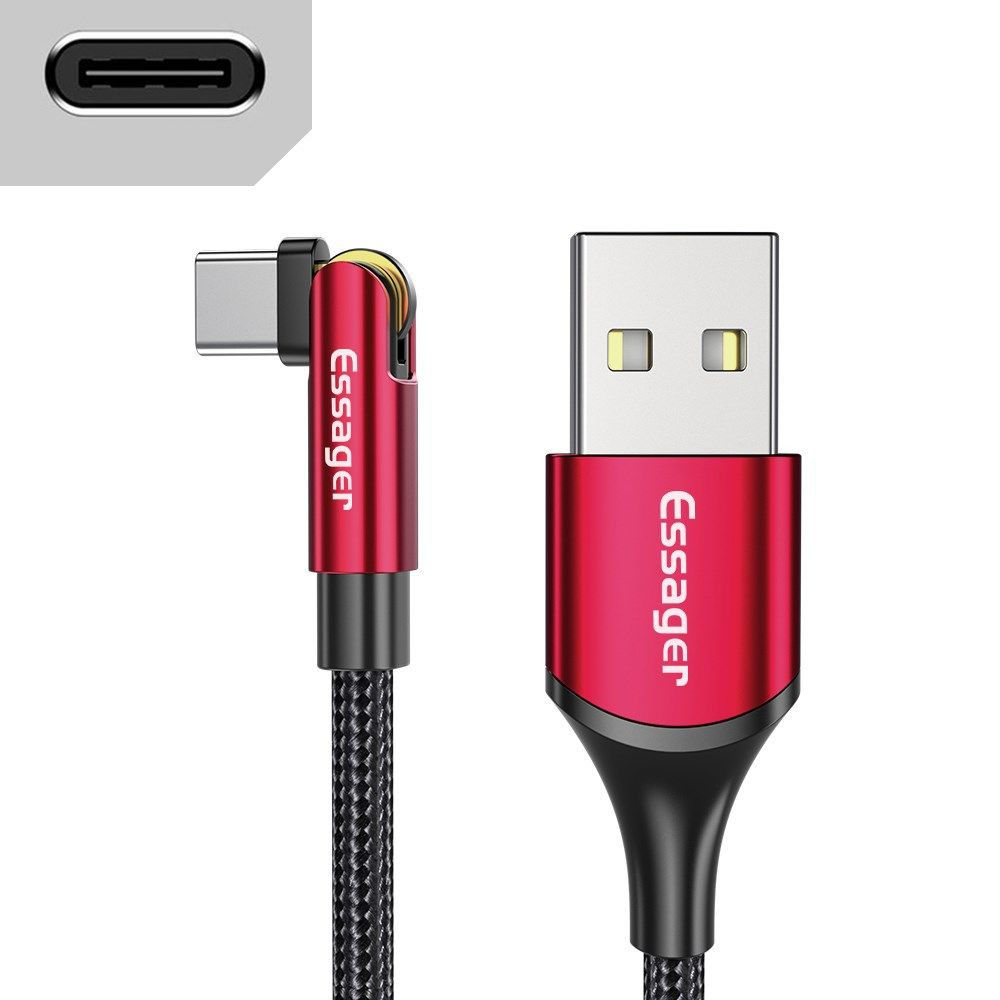 Essager 3A 180° Draaibare USB naar USB-C Kabel Fast Charge 2M Rood afbeelding 2