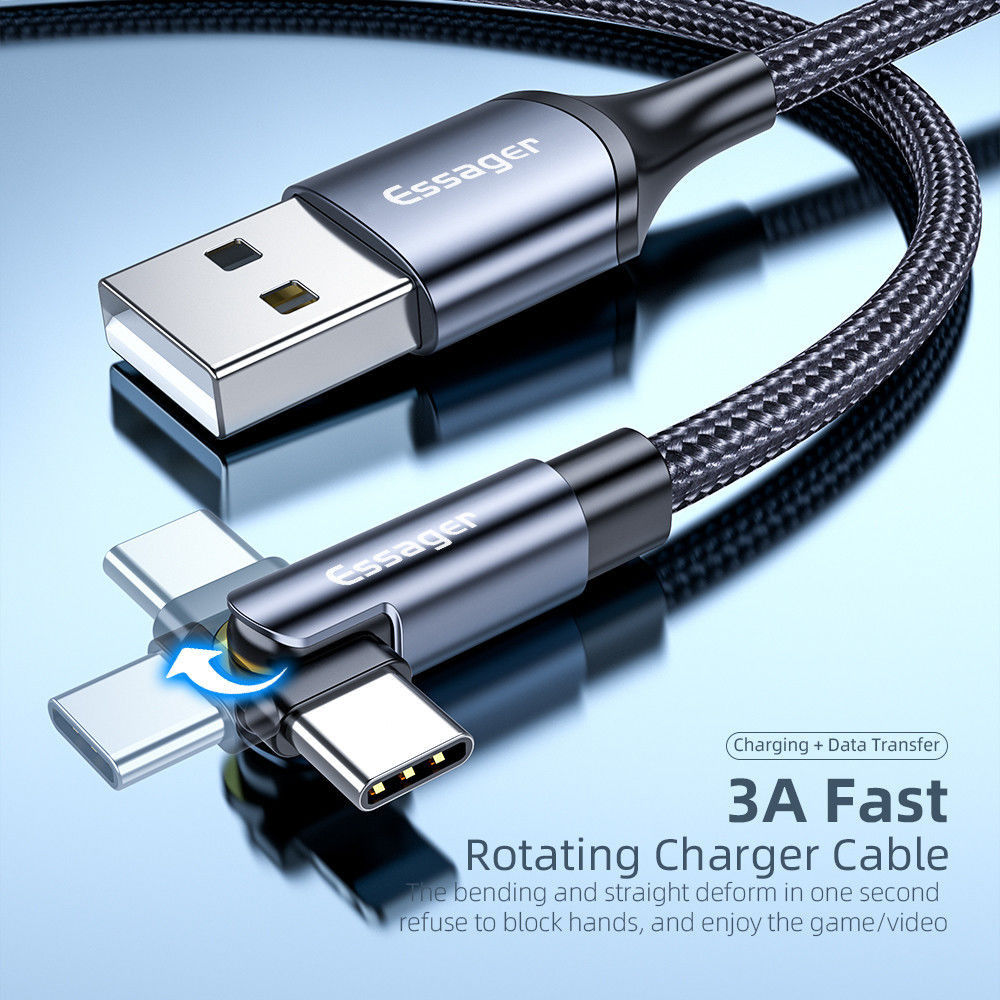 Essager 3A 180° Draaibare USB naar USB-C Kabel Fast Charge 2M Rood afbeelding 3