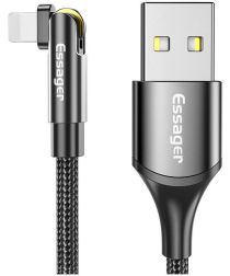 Essager 3A 180° Draaibare USB naar Lightning Oplaad Kabel 2M Zwart