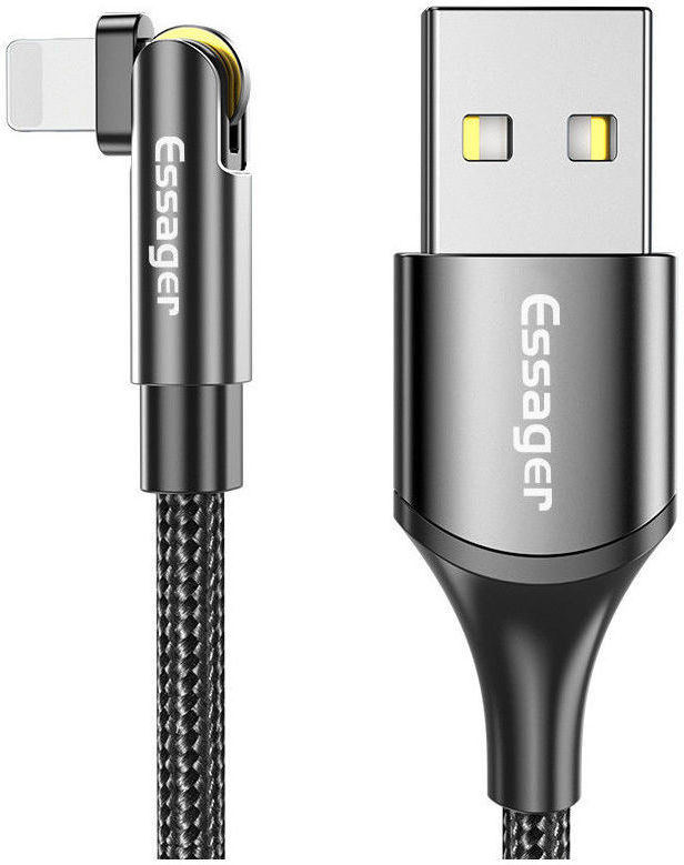 Essager 3A 180° Draaibare USB naar Lightning Oplaad Kabel 2M Zwart afbeelding 1