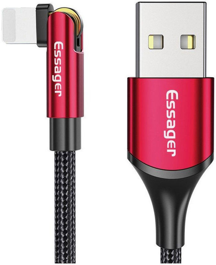 Essager 3A 180° Draaibare USB naar Lightning Oplaad Kabel 2M Rood afbeelding 1