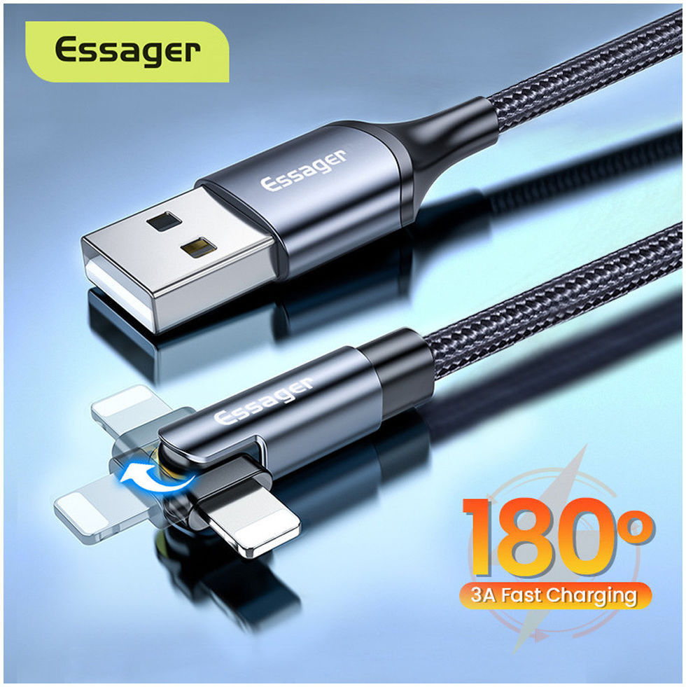 Essager 3A 180° Draaibare USB naar Lightning Oplaad Kabel 2M Rood afbeelding 8