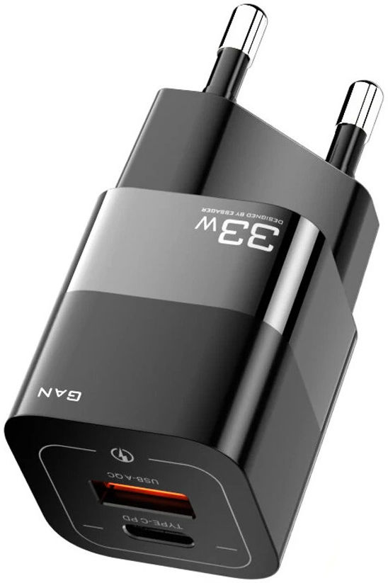 Essager Square Brick 33W GaN Snellader Power Delivery Adapter Zwart afbeelding 1