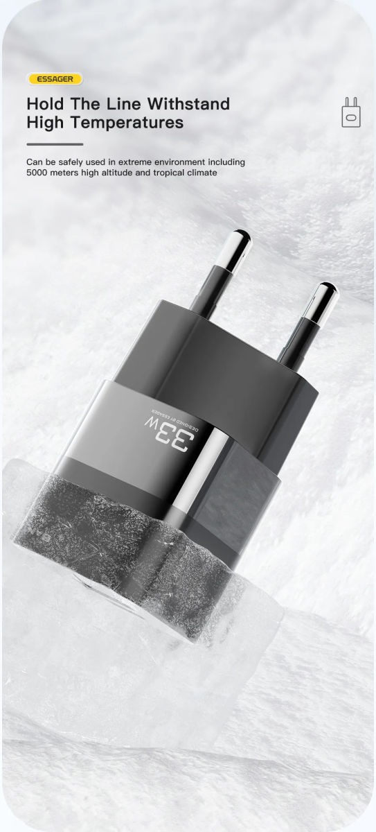 Essager Square Brick 33W GaN Snellader Power Delivery Adapter Zwart afbeelding 9