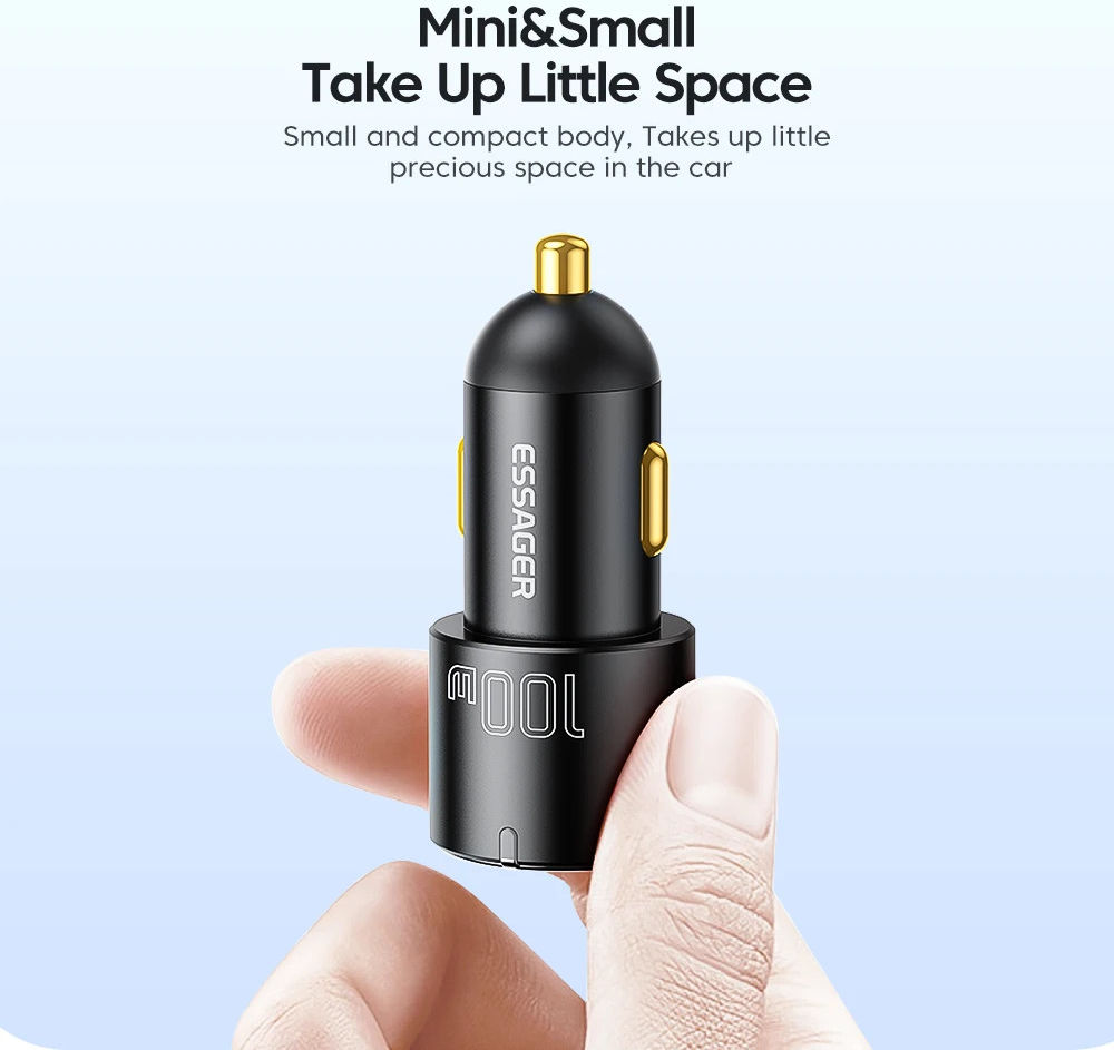 Essager Optimus Prime Auto Snellader 100W Fast Charge Autolader Zwart afbeelding 7