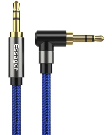Essager 90° 3.5mm Jack Aux Kabel HiFi Audio met Haakse Hoek 1.5M Blauw Kabels
