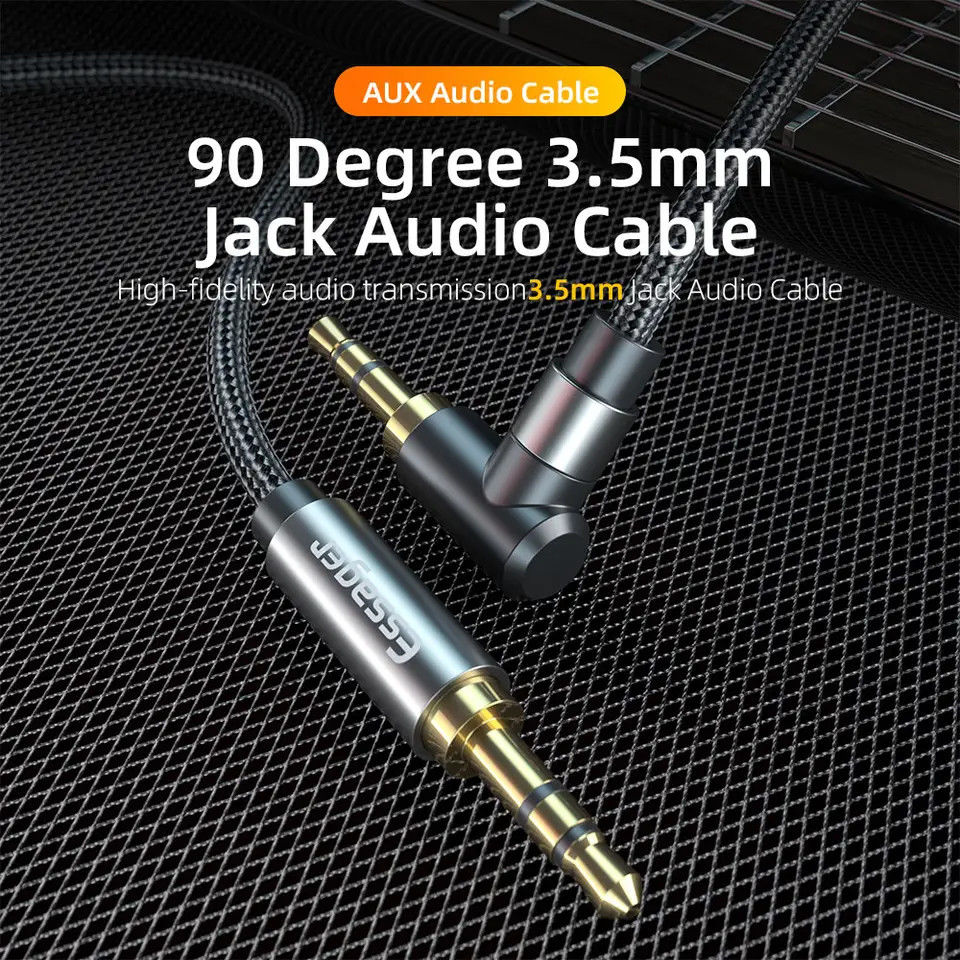 Essager 90° 3.5mm Jack Aux Kabel HiFi Audio met Haakse Hoek 1.5M Blauw afbeelding 2