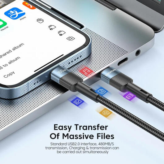Essager Star 100W USB-C Snellaad Kabel PD 5A QC 4.0 0.5M Zwart afbeelding 4