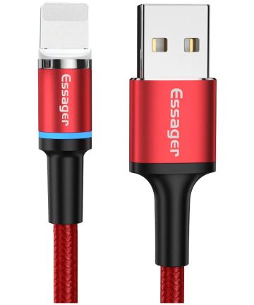 Essager 3A 180° Draaibare Magnetische USB naar Lightning Kabel 1M Rood Kabels