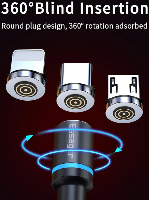 Essager 3A 180° Draaibare Magnetische USB naar Lightning Kabel 2M Rood afbeelding 2