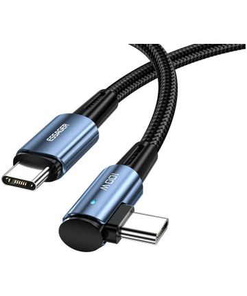 Essager 90° 100W USB-C Snellaad Kabel met Haakse Hoek 5A 1M Blauw Kabels