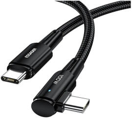 Essager 90° 100W USB-C Snellaad Kabel met Haakse Hoek 5A 3M Zwart