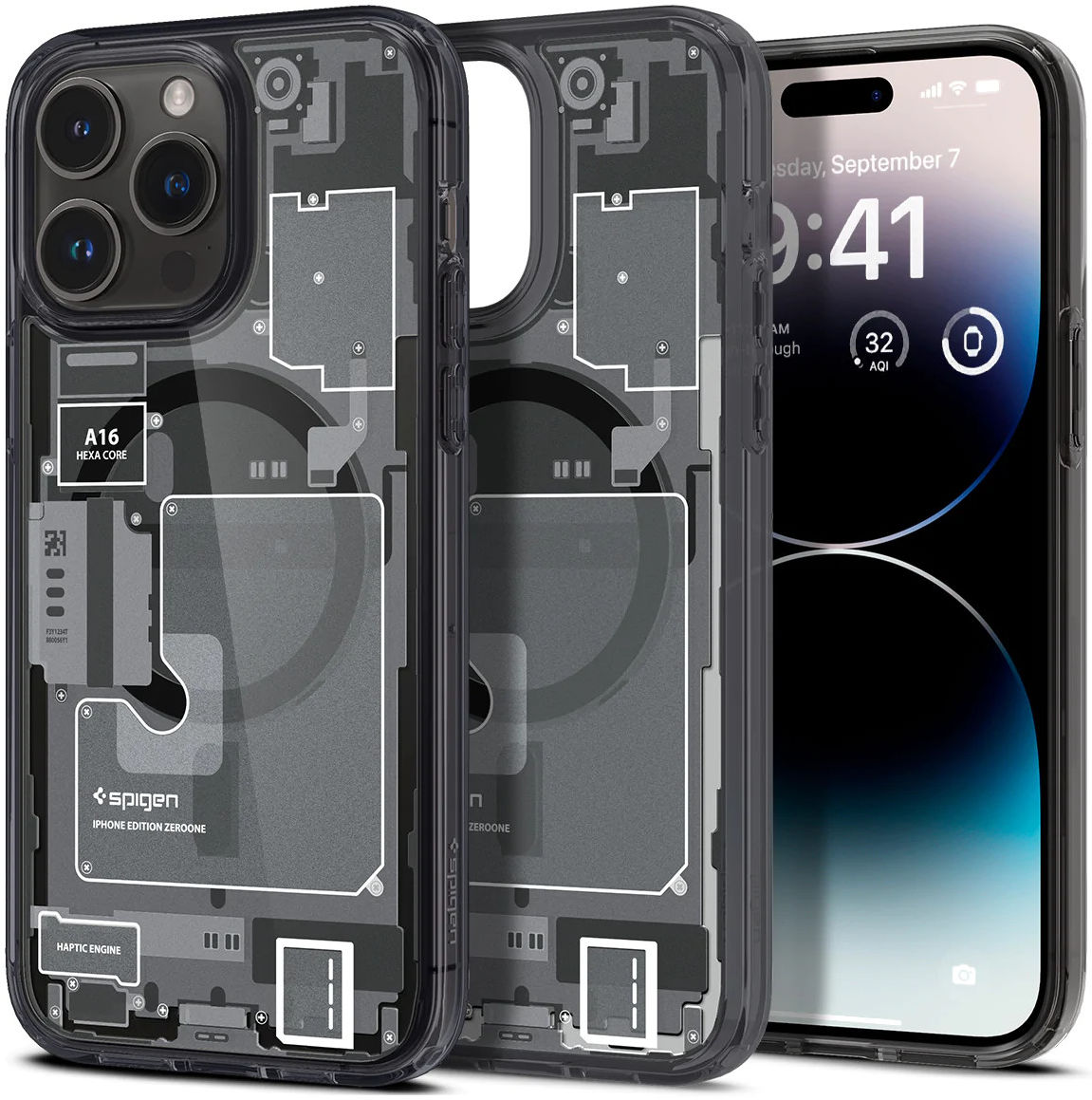 Spigen Ultra Hybrid Zero One iPhone 14 Pro Max Hoesje MagSafe Grijs afbeelding