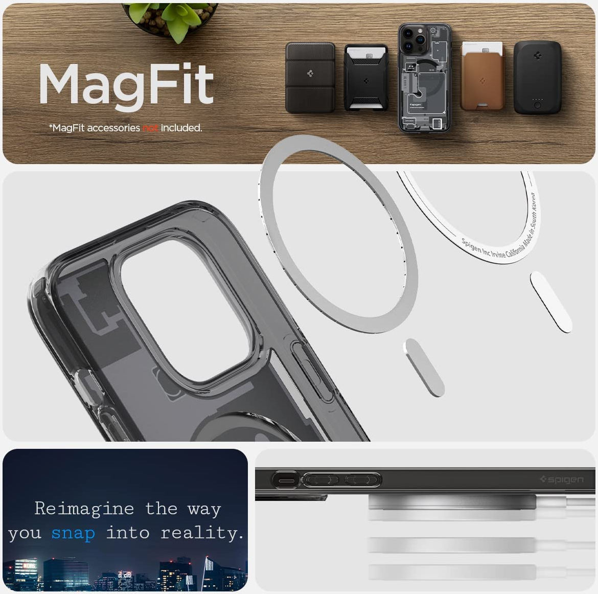 Spigen Ultra Hybrid Zero One iPhone 14 Pro Max Hoesje MagSafe Grijs afbeelding 3