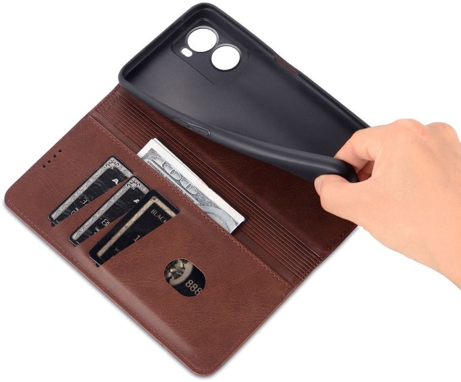AZNS Oppo A57/A57s/A77 Hoesje Wallet Book Case Kunstleer Bruin afbeelding 7