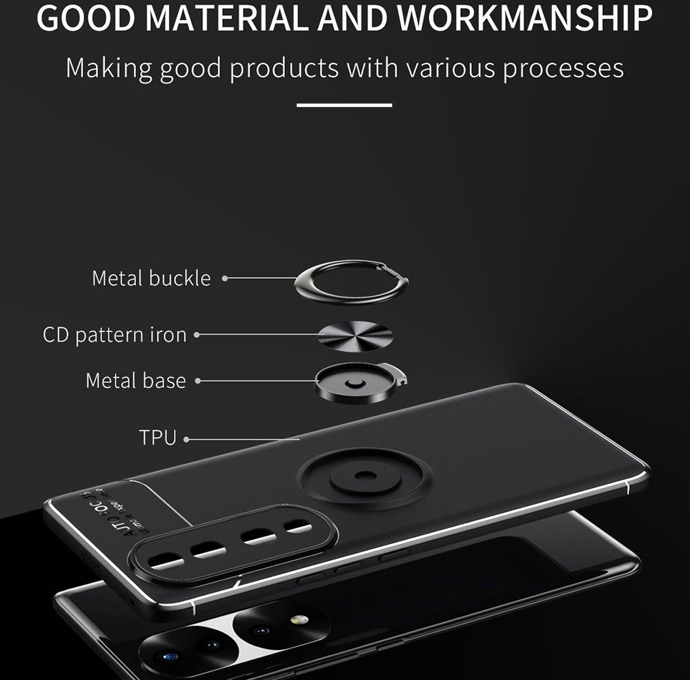 Honor 70 Hoesje met Magnetische Kickstand Ring Blauw afbeelding 2