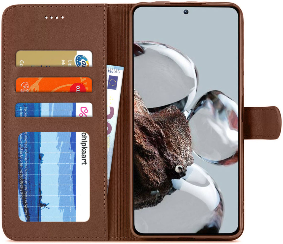 LC.IMEEKE Xiaomi 12T/12T Pro Hoesje Portemonnee Book Case Bruin afbeelding 1