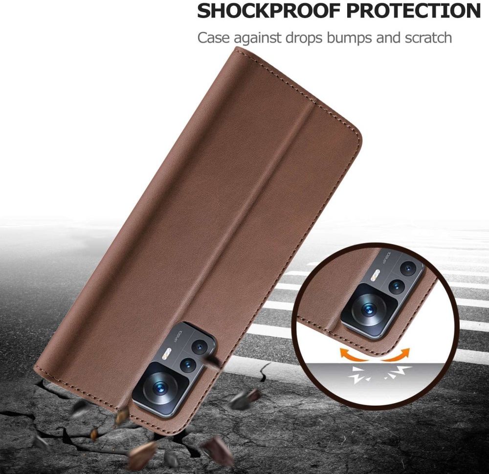 LC.IMEEKE Xiaomi 12T/12T Pro Hoesje Portemonnee Book Case Bruin afbeelding 5