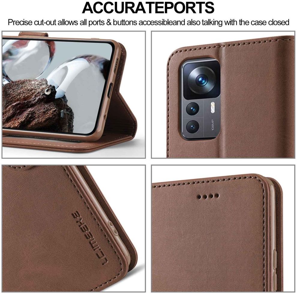 LC.IMEEKE Xiaomi 12T/12T Pro Hoesje Portemonnee Book Case Bruin afbeelding 7