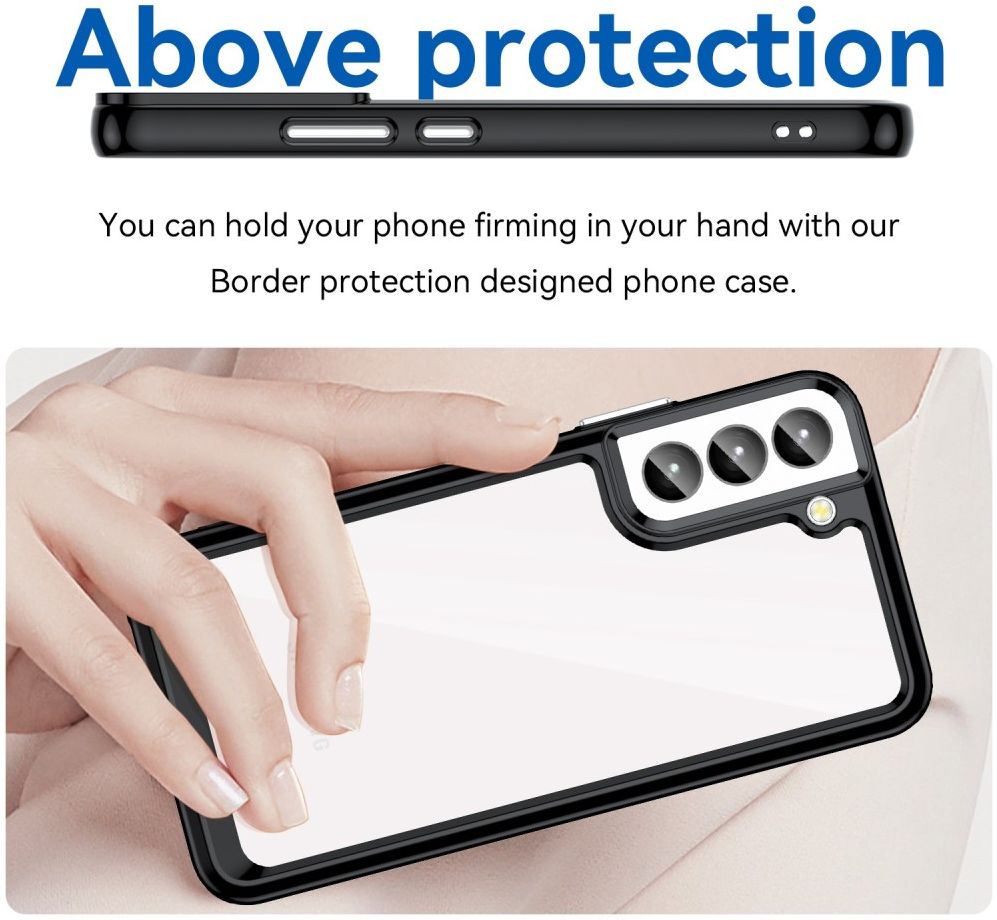 Samsung Galaxy S23 Plus Hoesje Hybride Back Cover Transparant Zwart afbeelding 4