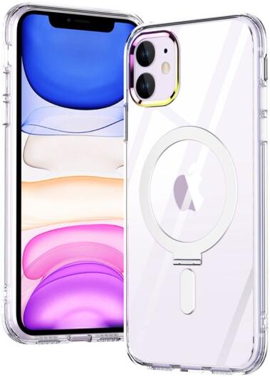 Apple iPhone 11 Hoesje MagSafe Back Cover Kickstand Transparant afbeelding 1