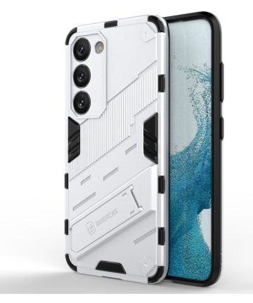 Samsung Galaxy S23 Plus Hoesje Shockproof Kickstand Back Cover Wit Hoesjes