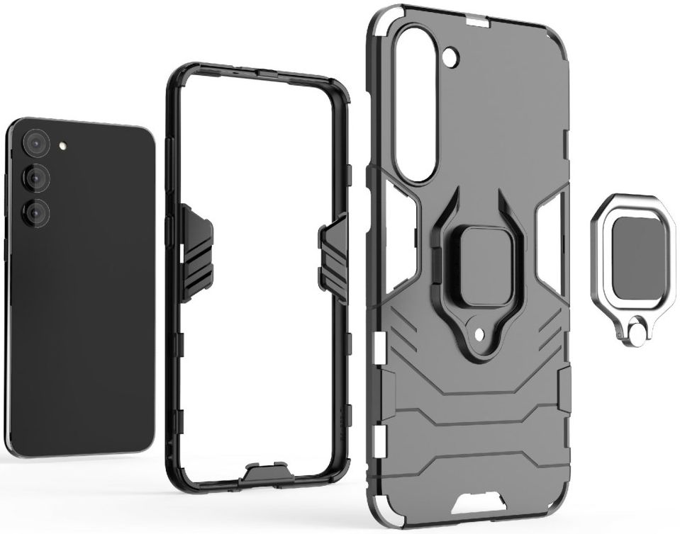 Samsung Galaxy S23 Hoesje met Magnetische Kickstand Ring Rood afbeelding 7