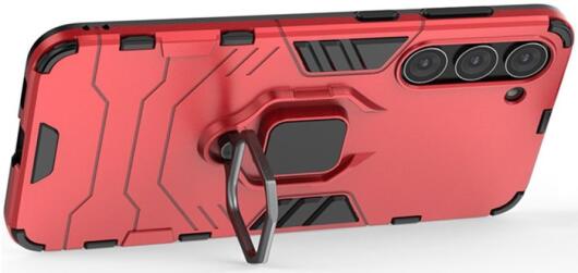 Samsung Galaxy S23 Hoesje met Magnetische Kickstand Ring Rood afbeelding 3