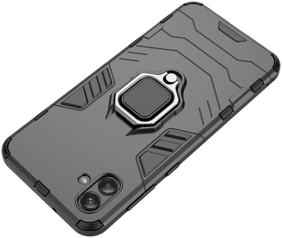 Samsung Galaxy A04 Hoesje met Magnetische Kickstand Ring Zwart afbeelding 4
