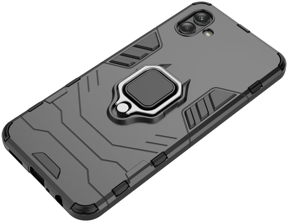 Samsung Galaxy A04 Hoesje met Magnetische Kickstand Ring Zwart afbeelding 5