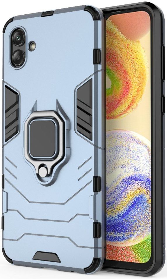 Samsung Galaxy A04 Hoesje met Magnetische Kickstand Ring Blauw afbeelding 1