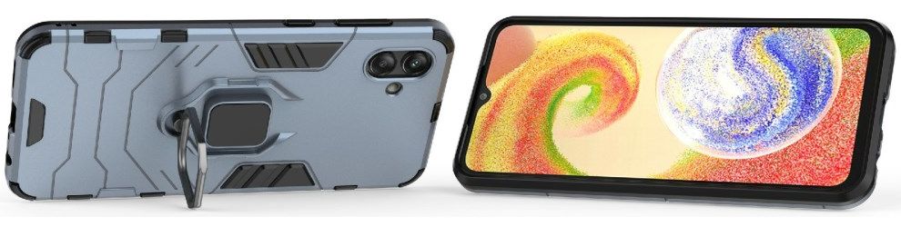 Samsung Galaxy A04 Hoesje met Magnetische Kickstand Ring Blauw afbeelding 3