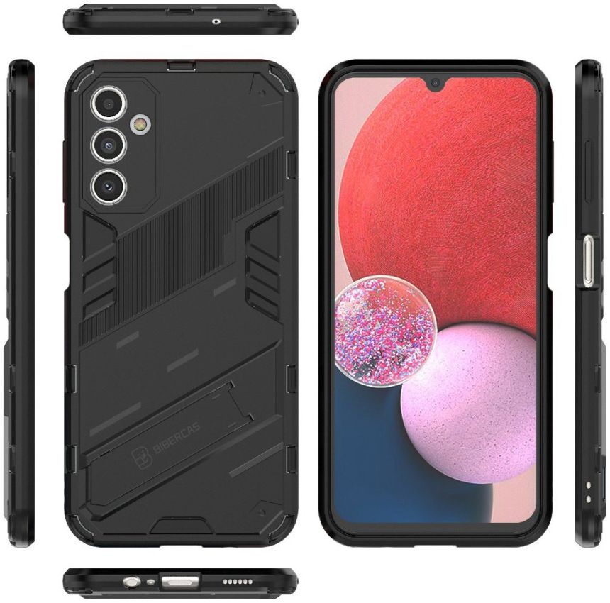 Samsung Galaxy A14 Hoesje Shockproof Kickstand Back Cover Zwart afbeelding 8