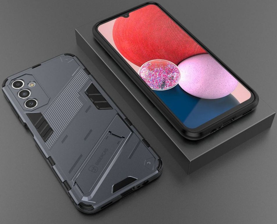 Samsung Galaxy A14 Hoesje Shockproof Kickstand Back Cover Blauw afbeelding 6