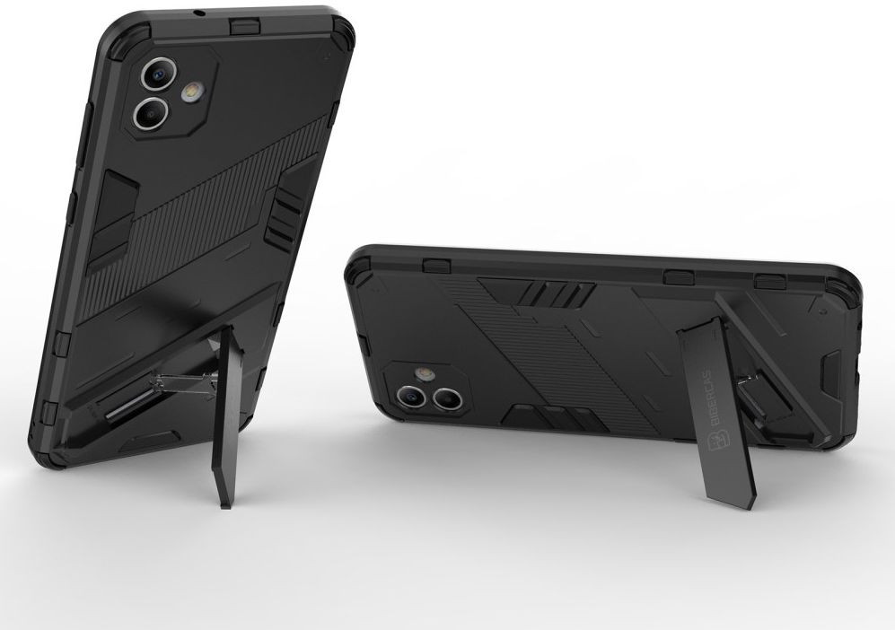 Samsung Galaxy A04 Hoesje Hybride Back Cover met Kickstand Zwart afbeelding 3