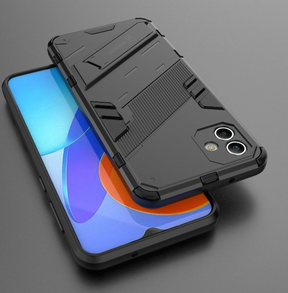 Samsung Galaxy A04 Hoesje Hybride Back Cover met Kickstand Zwart afbeelding 5