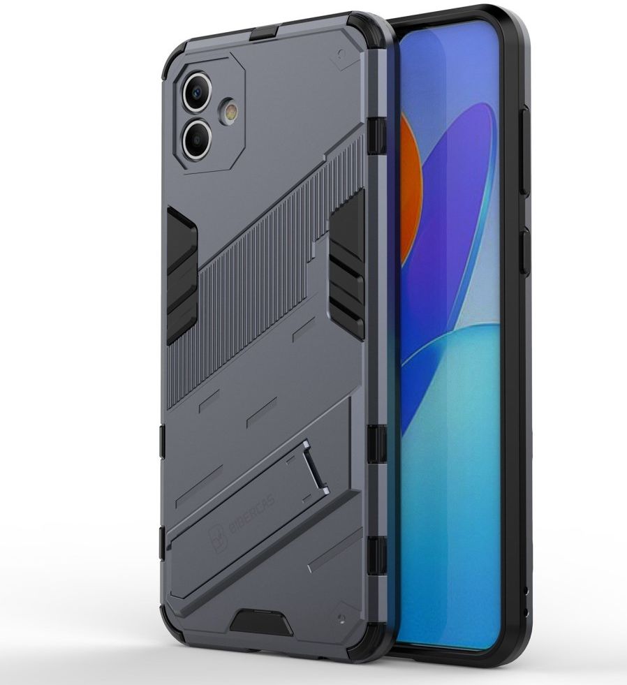 Samsung Galaxy A04 Hoesje Hybride Back Cover met Kickstand Blauw afbeelding 1