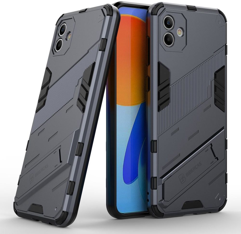 Samsung Galaxy A04 Hoesje Hybride Back Cover met Kickstand Blauw afbeelding 2