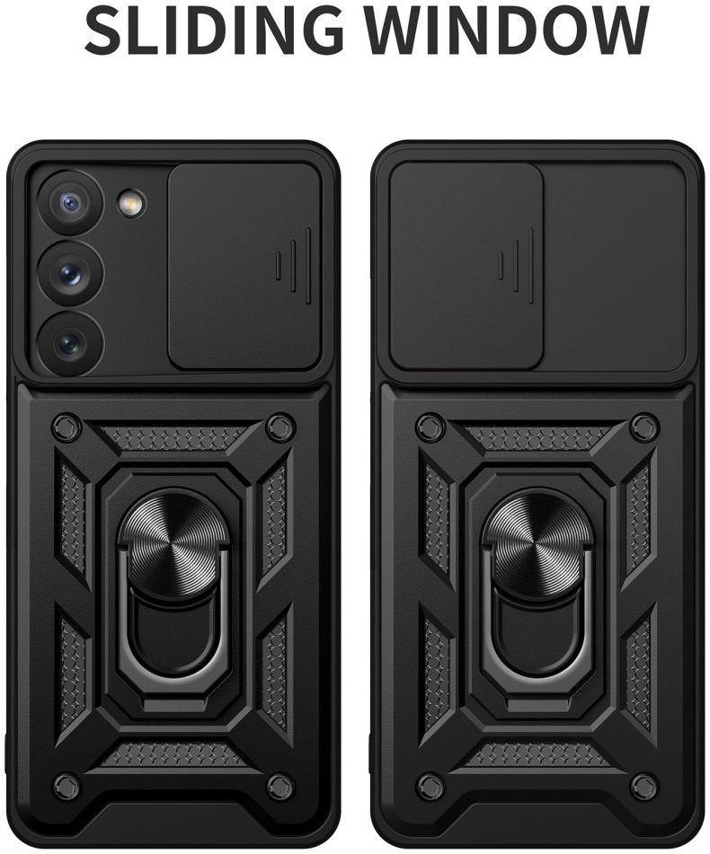 Samsung Galaxy S23 Plus Hoesje Camera Slider en Kickstand Ring Zilver afbeelding 2