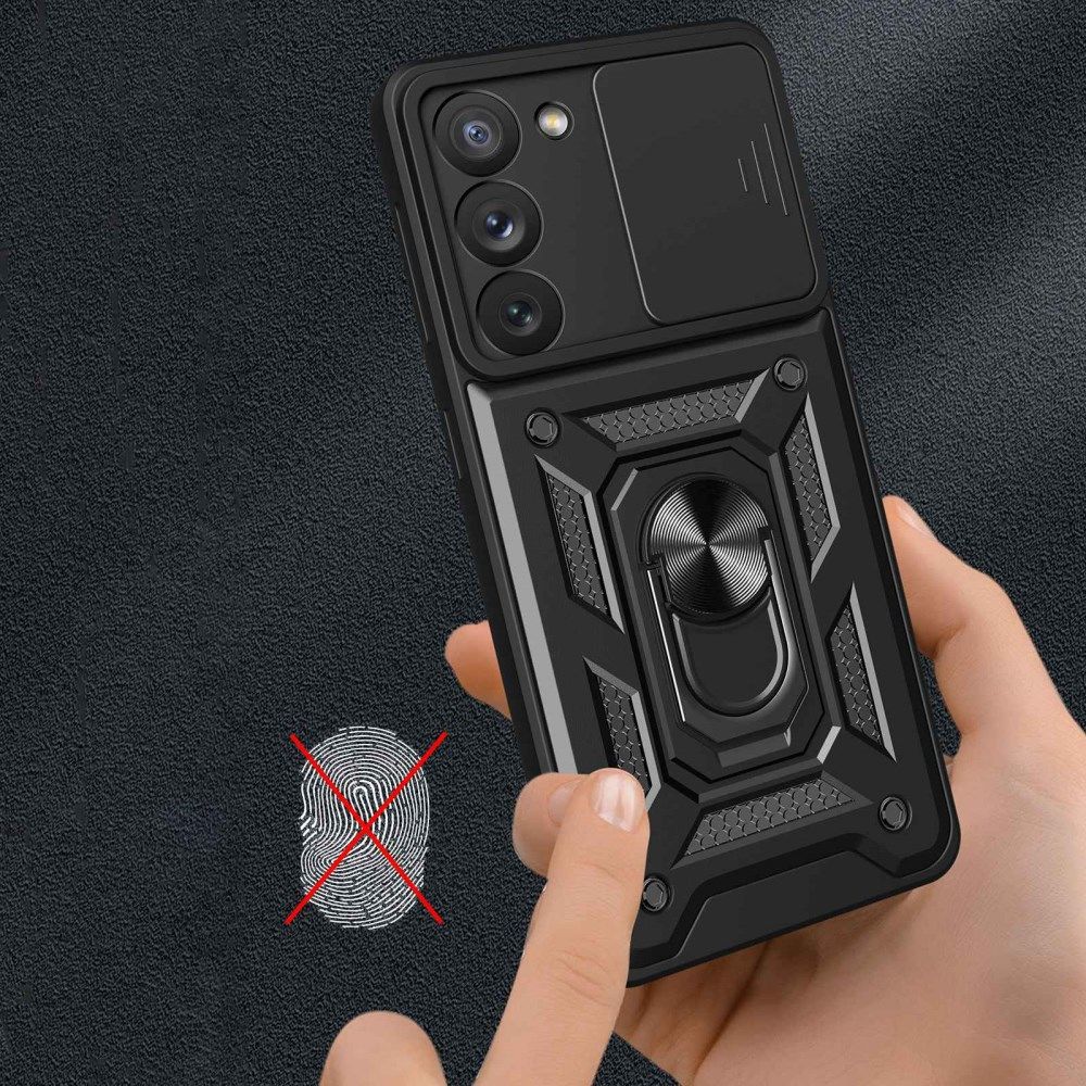 Samsung Galaxy S23 Plus Hoesje Camera Slider en Kickstand Ring Zilver afbeelding 6