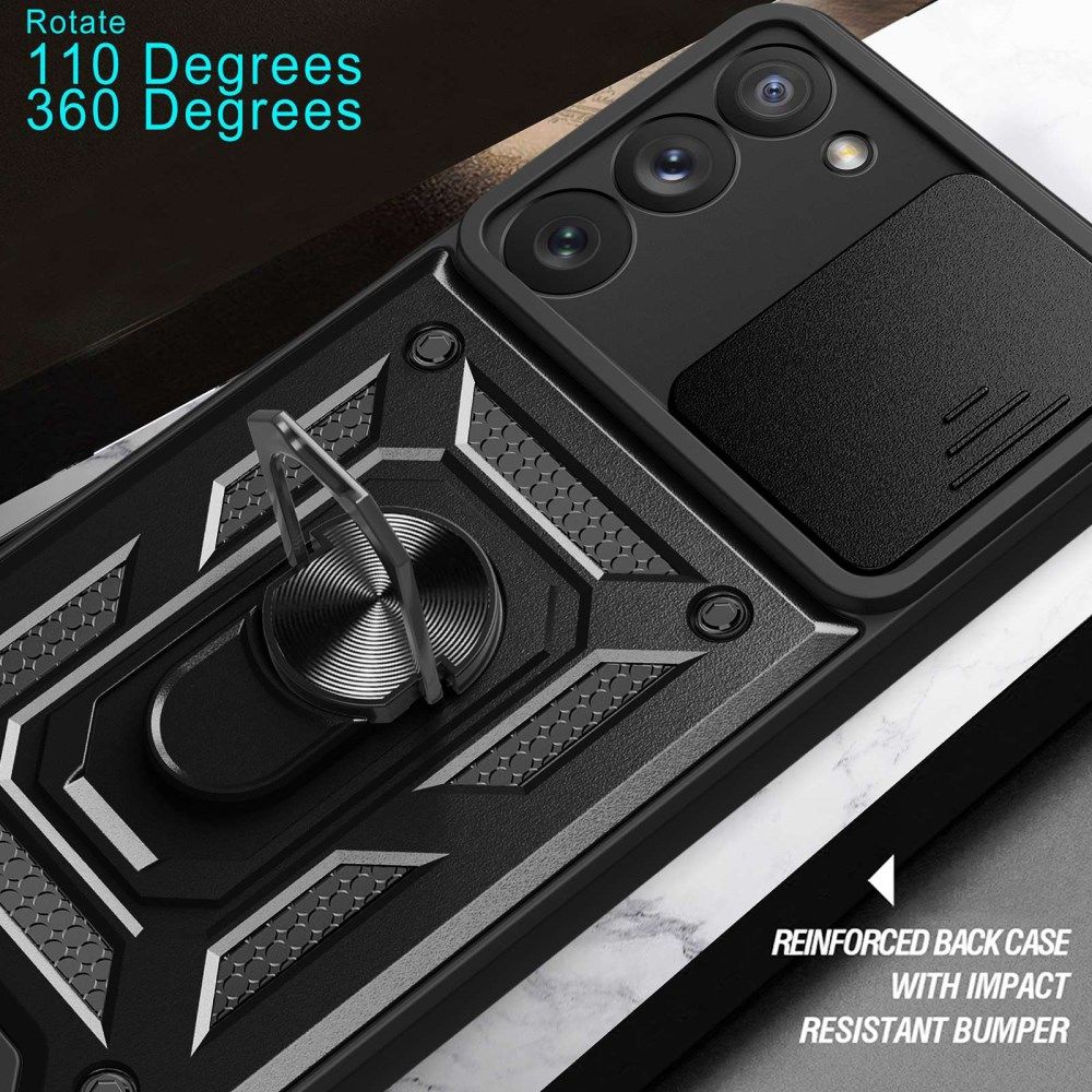 Samsung Galaxy S23 Plus Hoesje Camera Slider en Kickstand Ring Zilver afbeelding 8